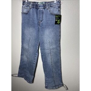 Love Trends Womens Blue denim Jeans Drawstring Waist Hem Leg~ Size Med 28in NWT